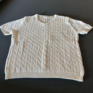 Short Sleeve White Cable Sweater